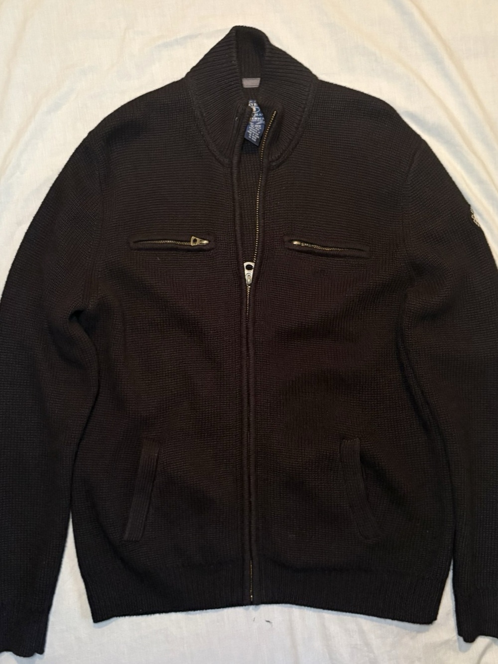 Lucky Brand Men’s Zip Up Sweater Dark Navy/Black Size Large